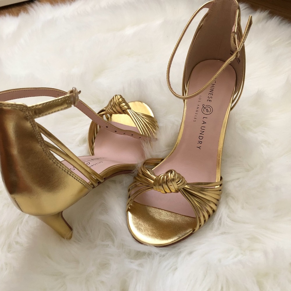 Gold ankle straps sandals